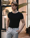 Heren - Anti Zweet Shirt-Wit-V-hals-S-Fibershirts  color__zwart+neck__rond